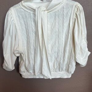 Free People Cream Textured Blouse